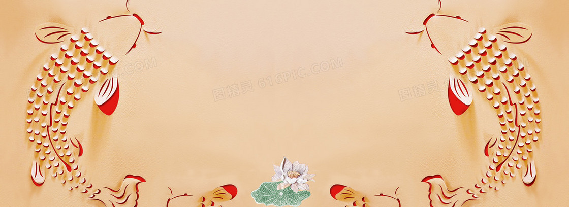 剪纸简约中国风黄色banner背景