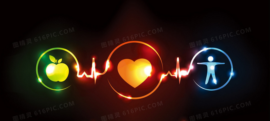 心脏心电图创意几何黑色海报背景