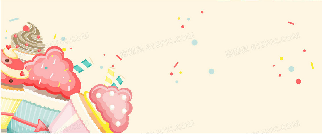 白色蛋糕生日banner背景