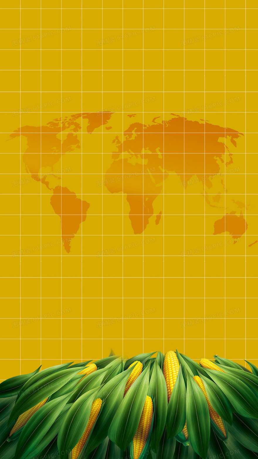 农业卡通玉米地图剪影H5背景素材