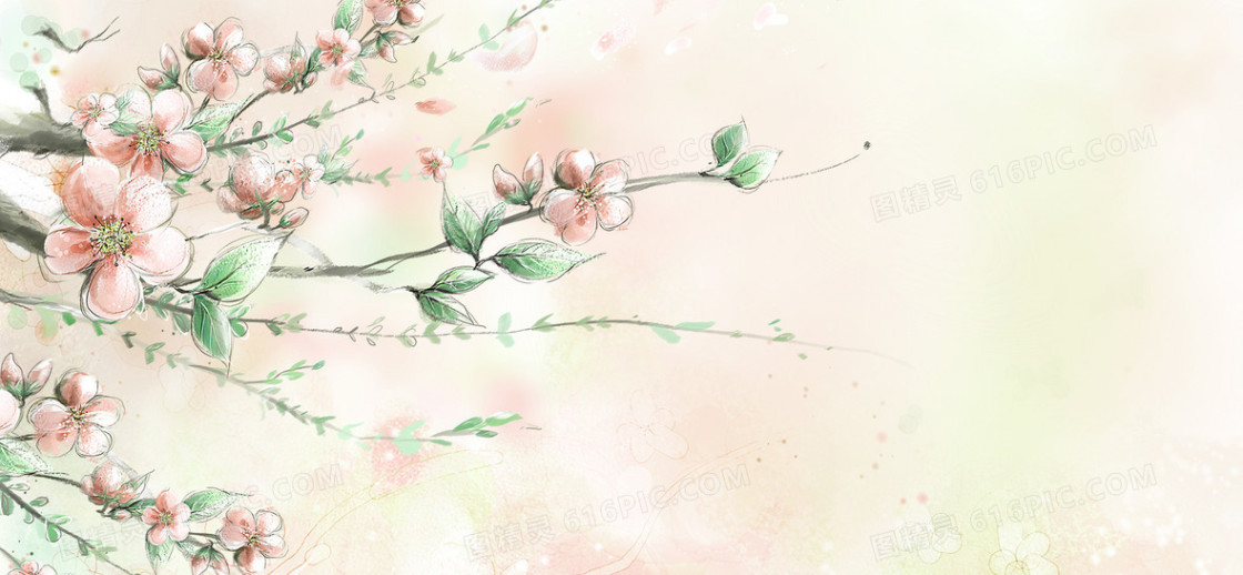 手绘花瓣梦幻黄色banner背景