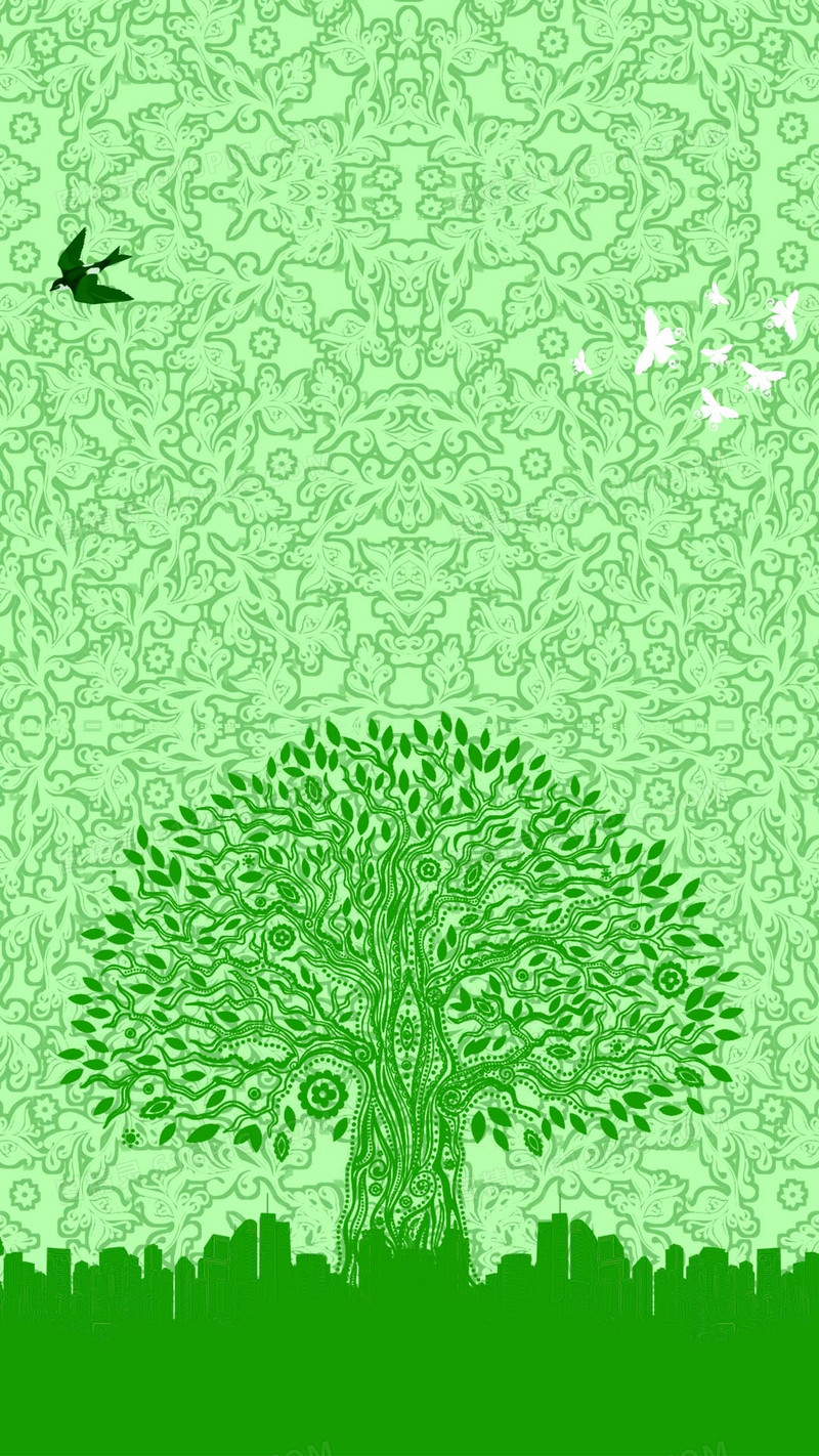 绿色春天植树节源文件H5背景