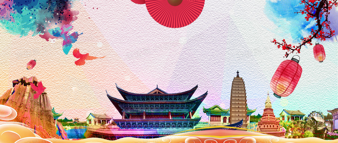 五一劳动节黄金周旅游中国风banner