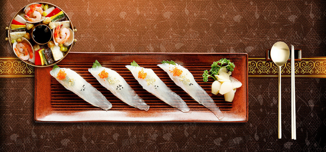 日系美食寿司餐具涮锅海报banner
