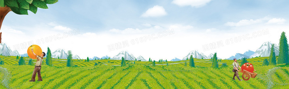 手绘麦田banner背景