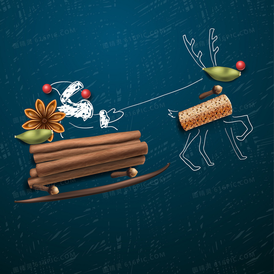 食物拼接创意圣诞元素海报背景