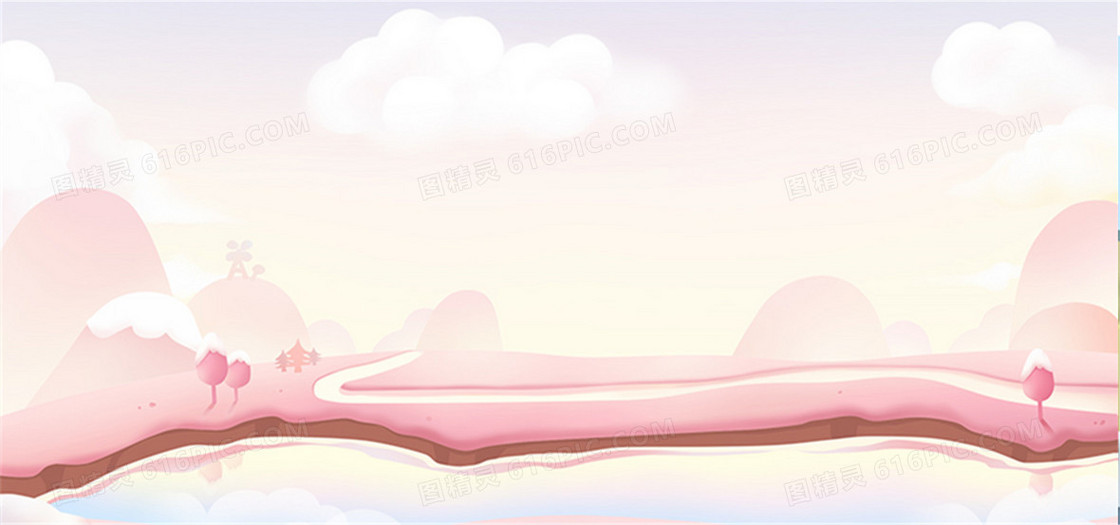 浪漫少女粉色山水背景图