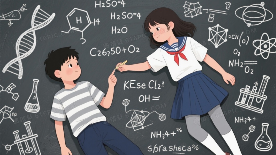 深灰黑板手绘科学符号背景
