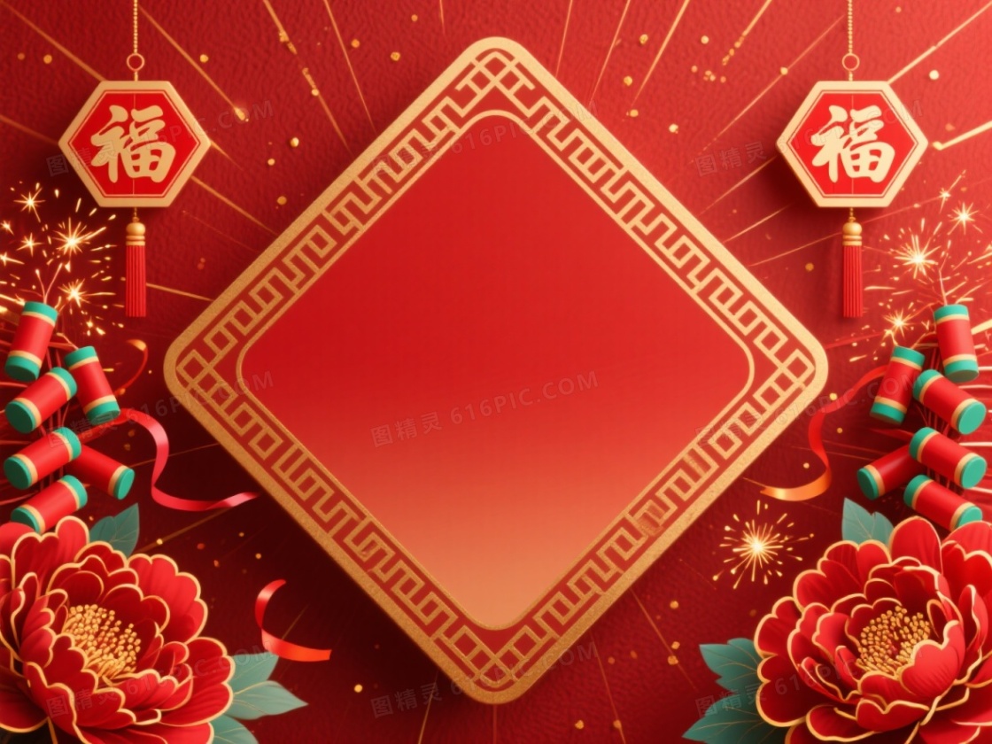深红喜庆中国风节庆背景
