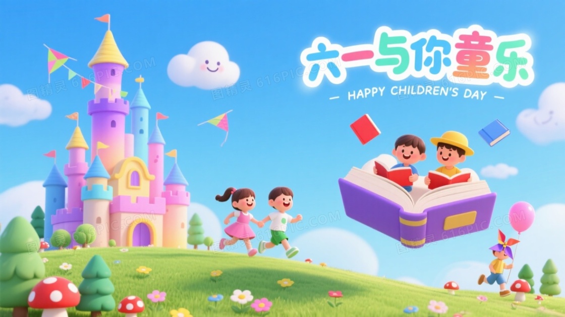 梦幻童话儿童节城堡背景