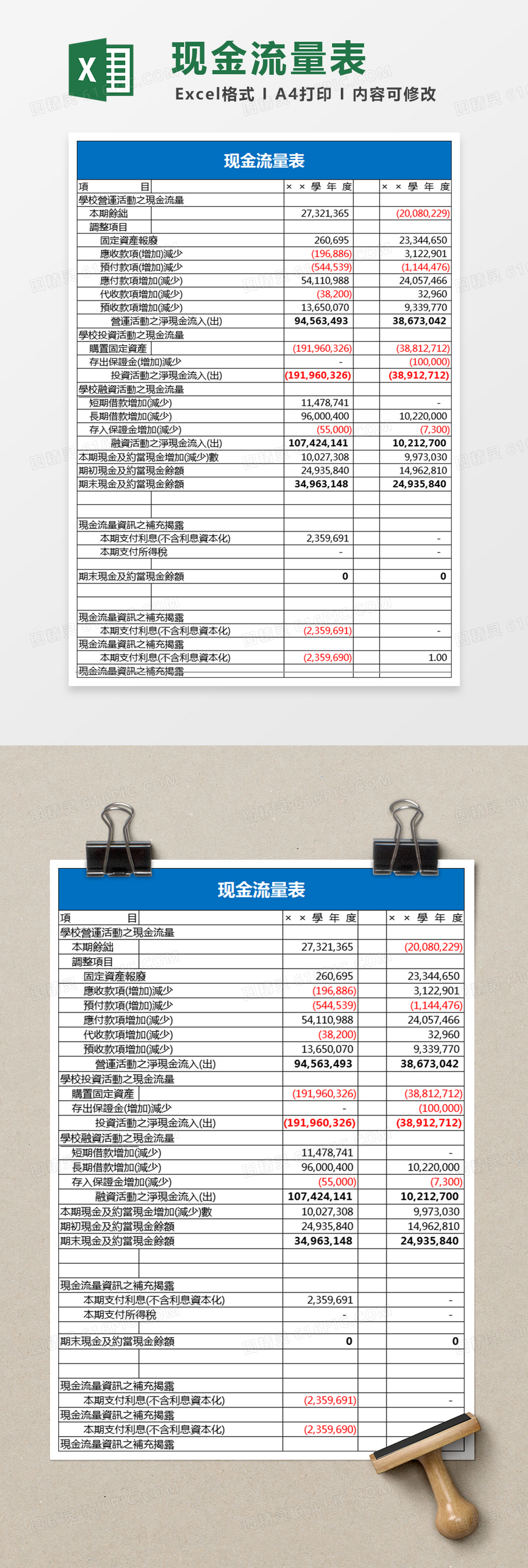学校现金流量表Excel表格excel模板免费下载_编号81lxbqe1g_图精灵