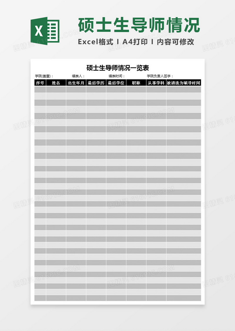 硕士生导师情况一览表