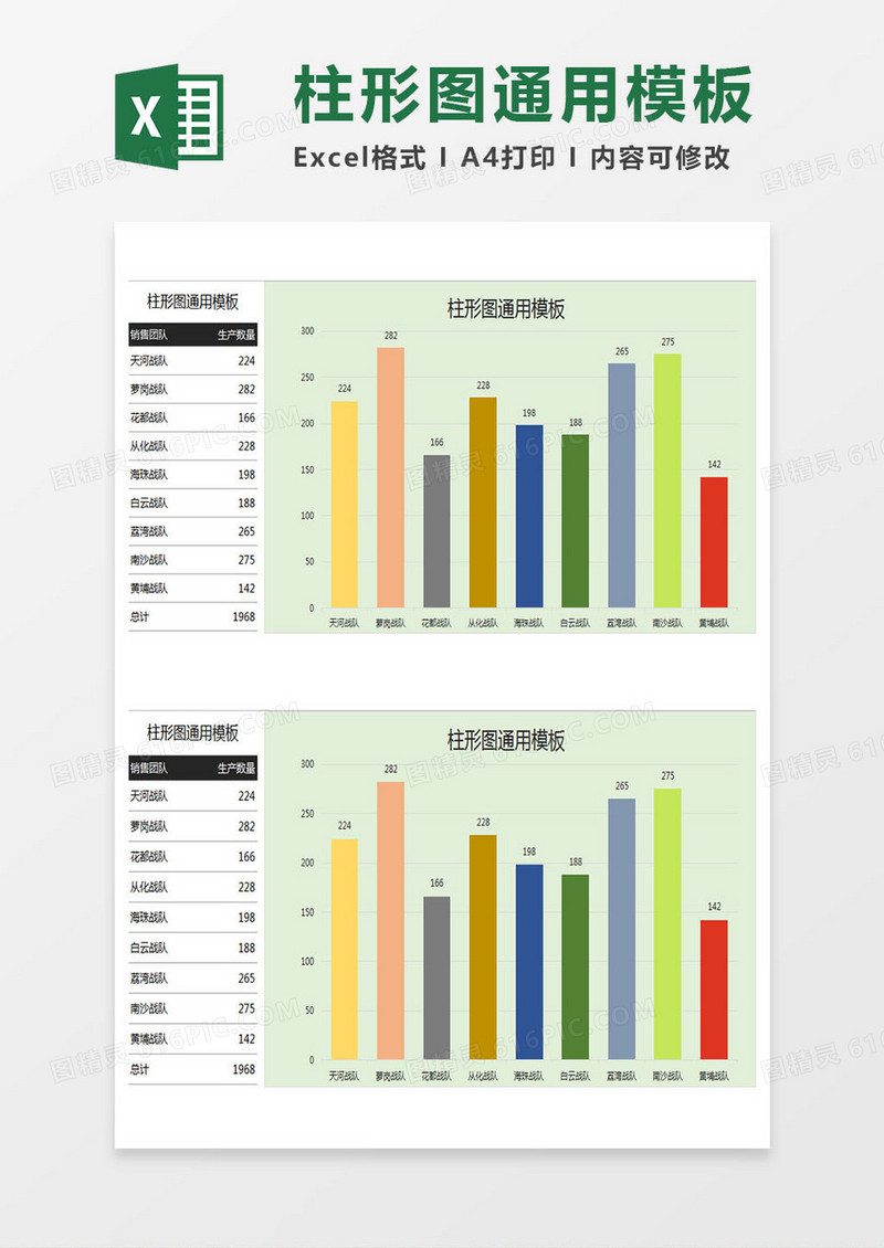 实用柱形图通用excel模板