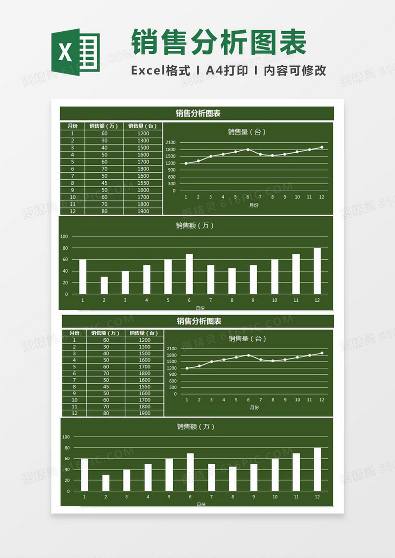 2019销售分析图表通用excel模板
