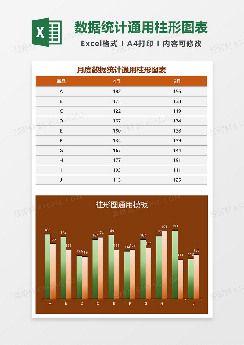 通用柱形图模板excel模板