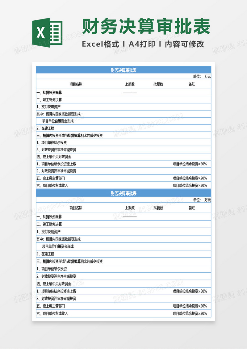 财务决算审批表Excel模板