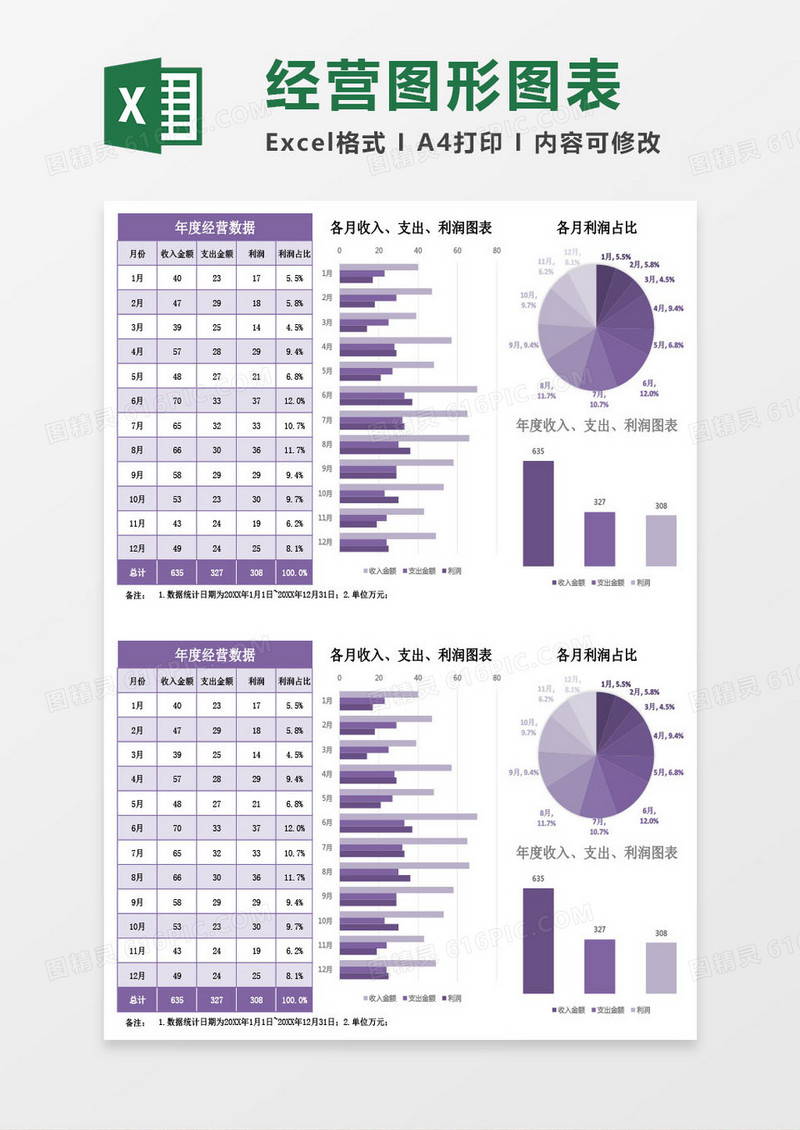 年度经营图形图表Excel模板