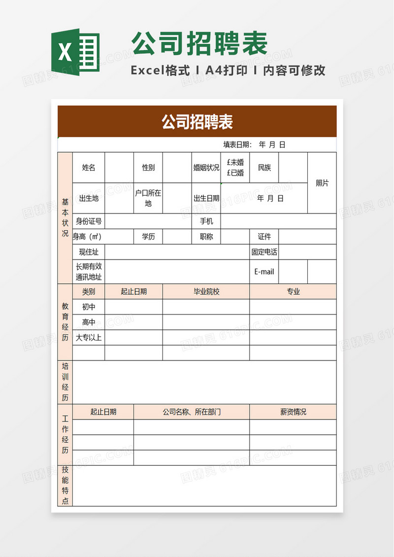 公司招聘表excel模板