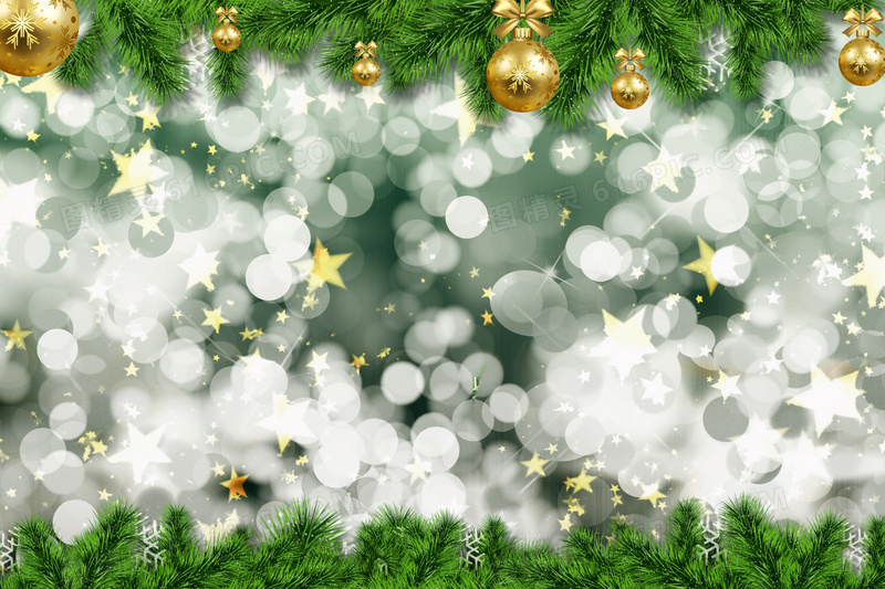 圣诞球杉树装饰背景图片