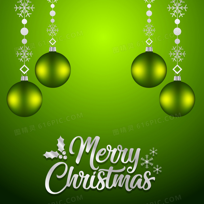绿色圣诞彩球背景图片
