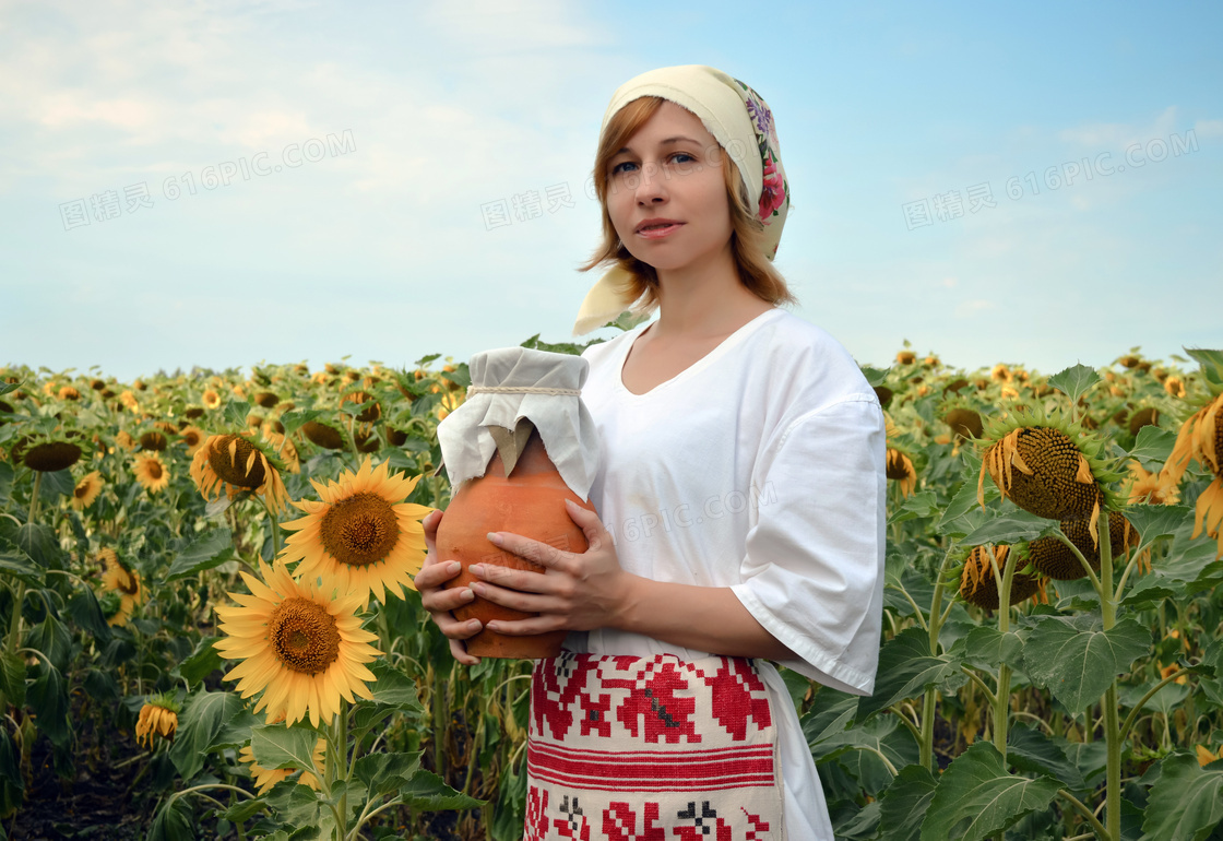 向日葵花海模特美女写真图片