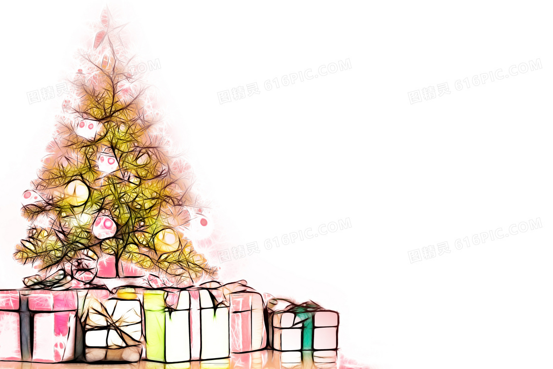 唯美圣诞树礼物背景图片