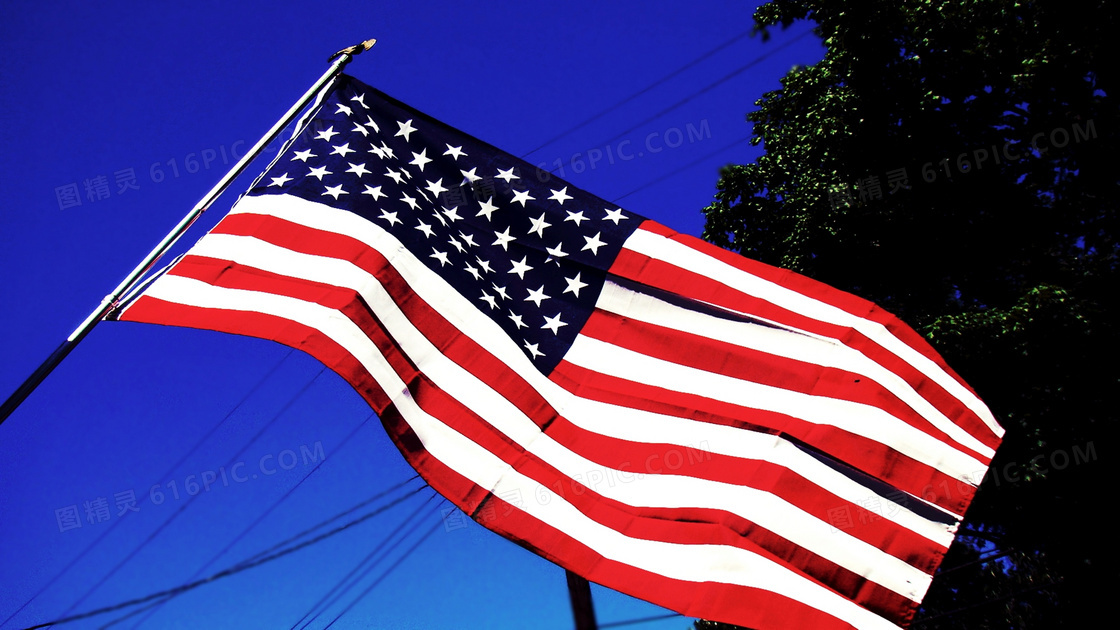 迎风飘扬美国旗帜图片
