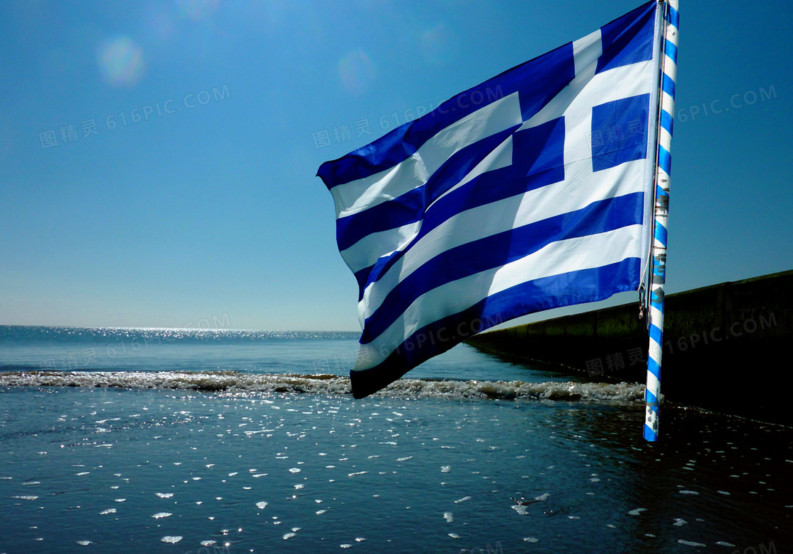 希腊条纹国旗图片