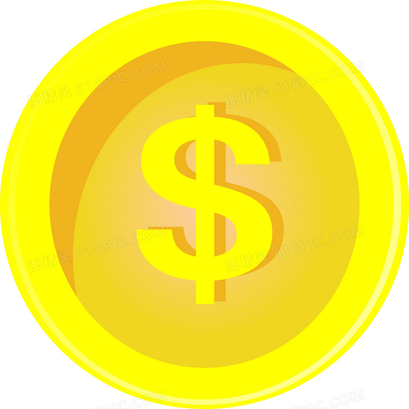 黄色美元图标图片