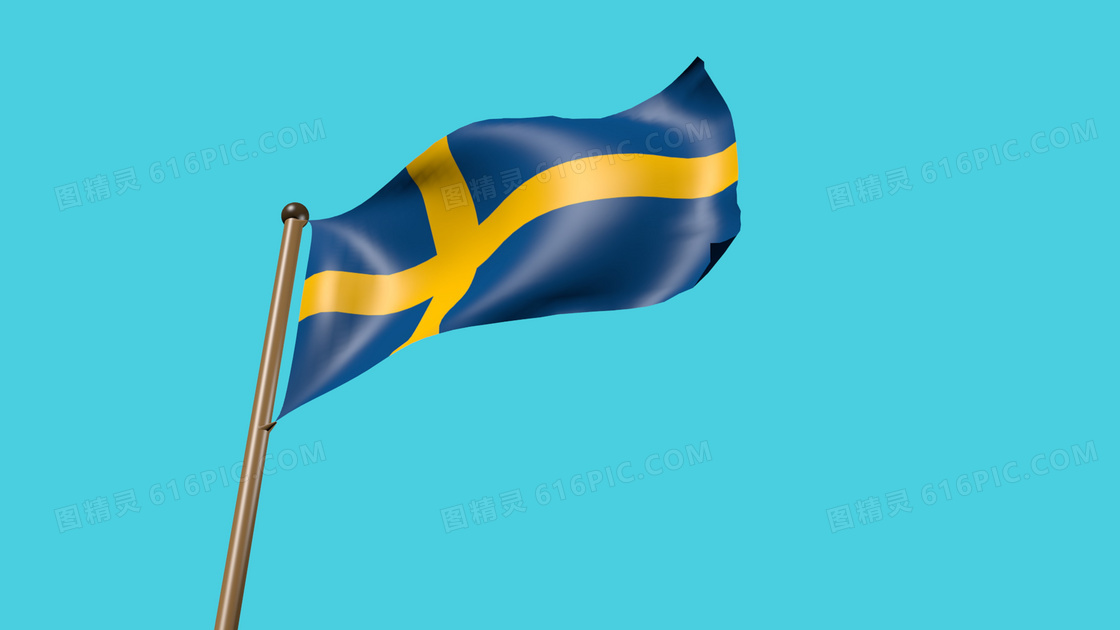 飘扬瑞典国旗图片