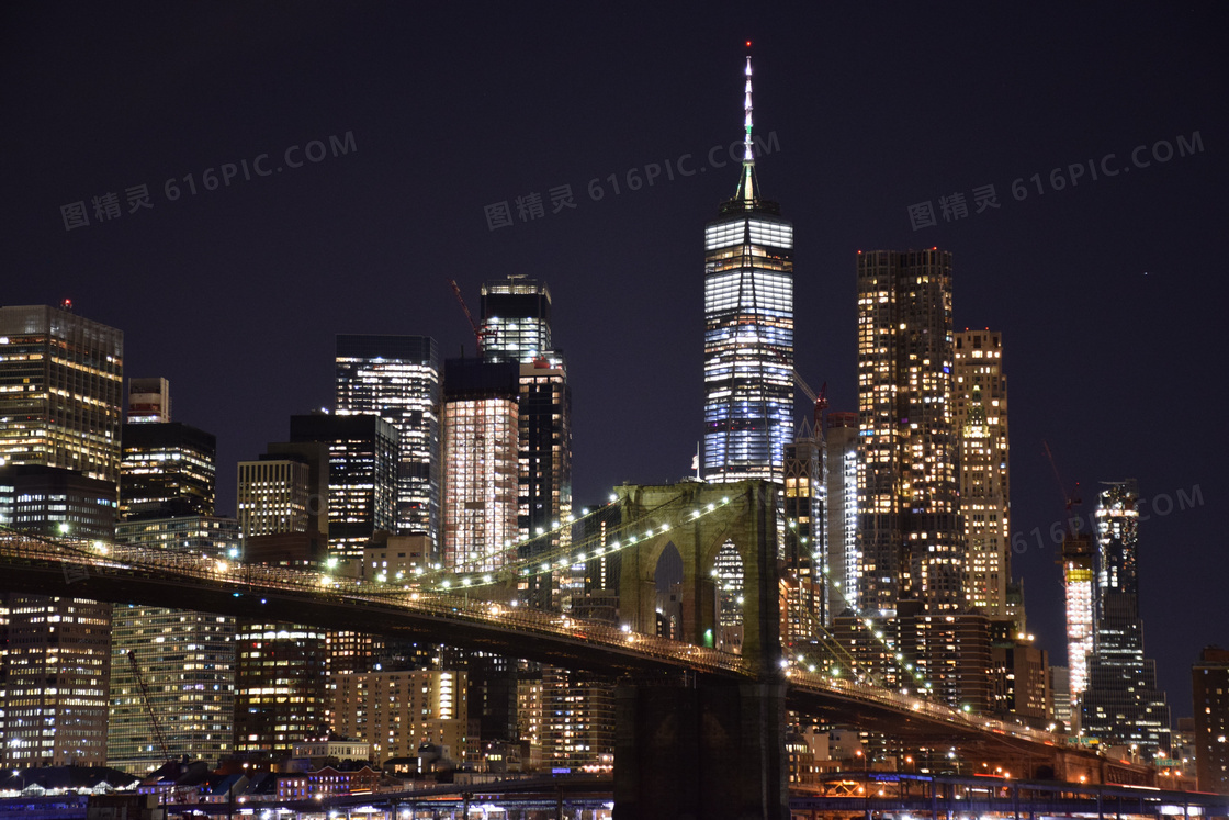 曼哈顿建筑夜景图片