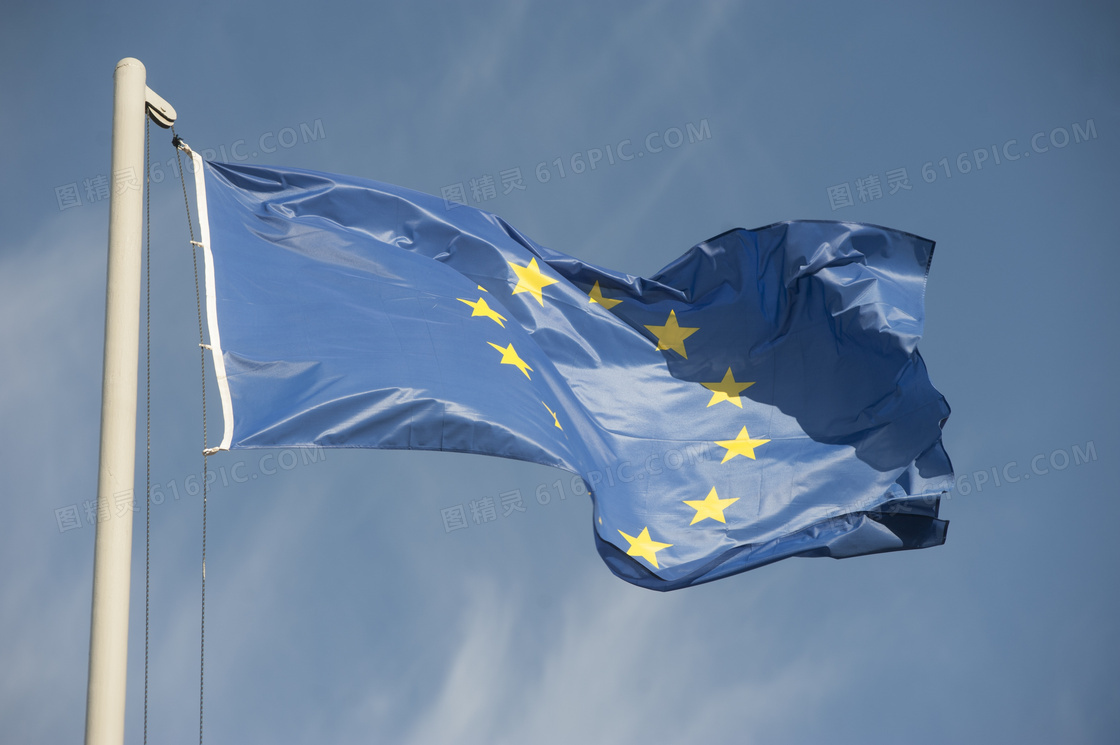 欧洲联盟国旗飘扬图片