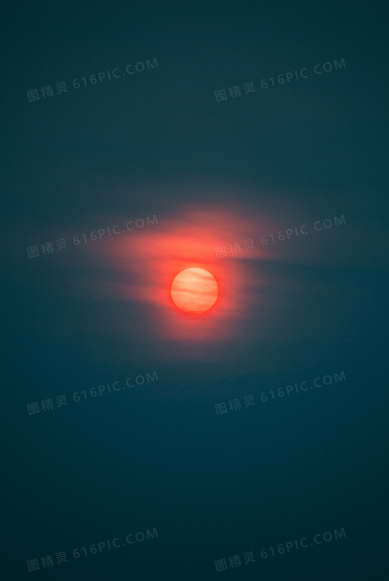 红色夕阳图片素材