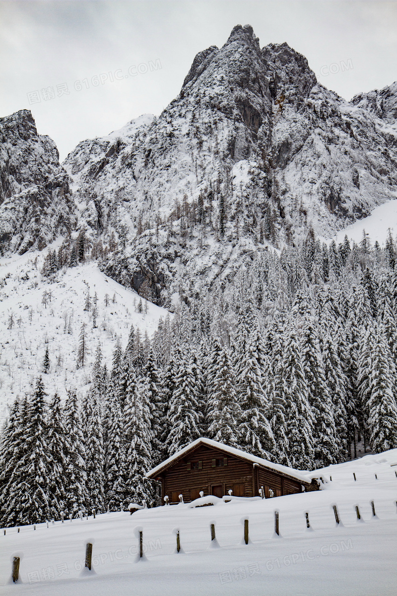冬季山中雪景图片