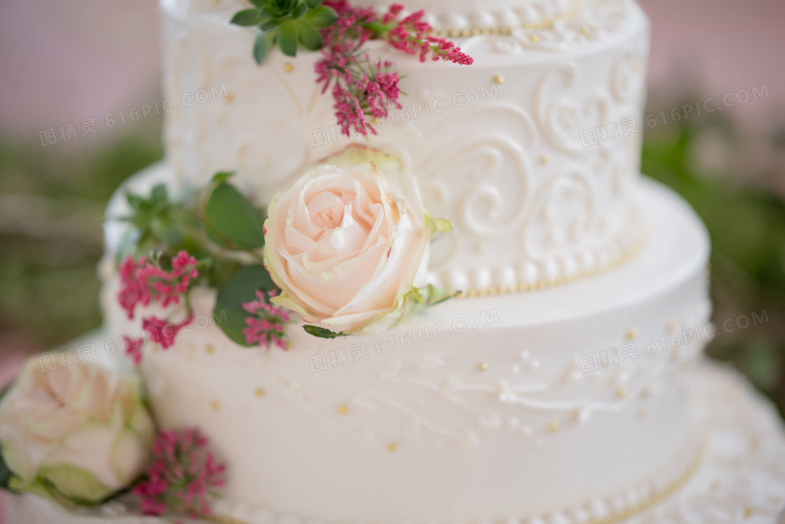 婚礼双层鲜花蛋糕图片