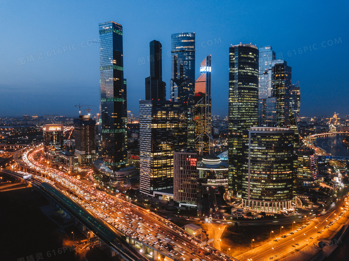 繁华都市高空夜景图片