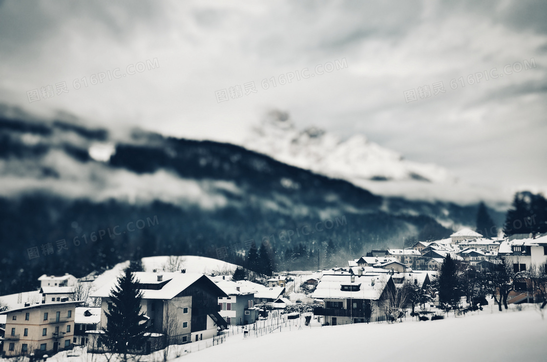 冬天乡村雪景图片