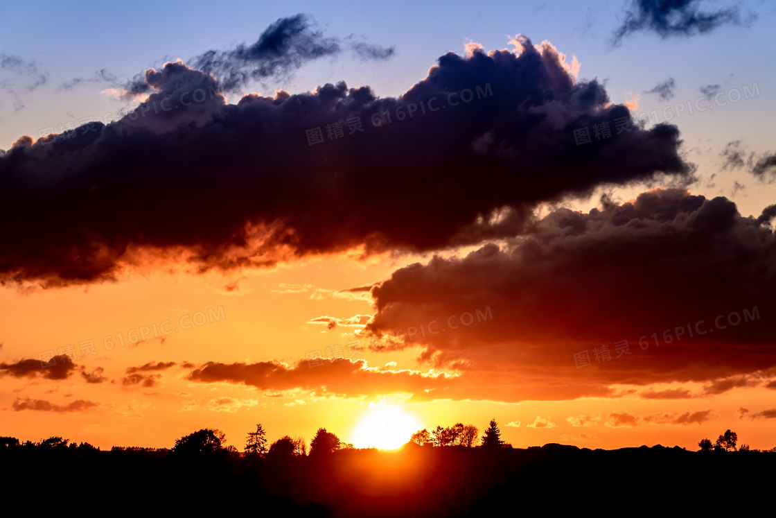 太阳落山唯美摄影图片