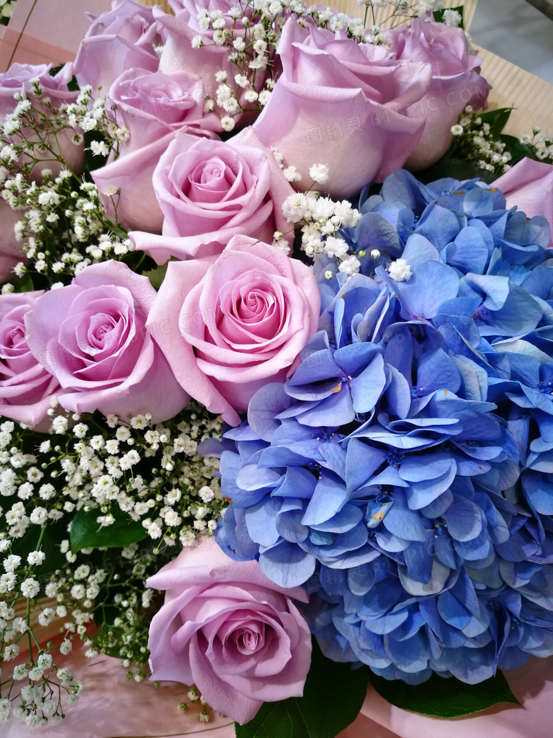 婚礼粉色玫瑰花束图片