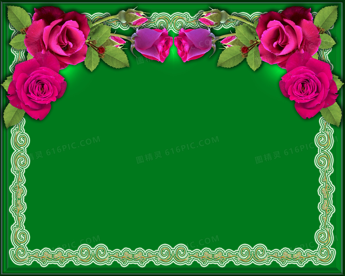 红玫瑰花边相框图片