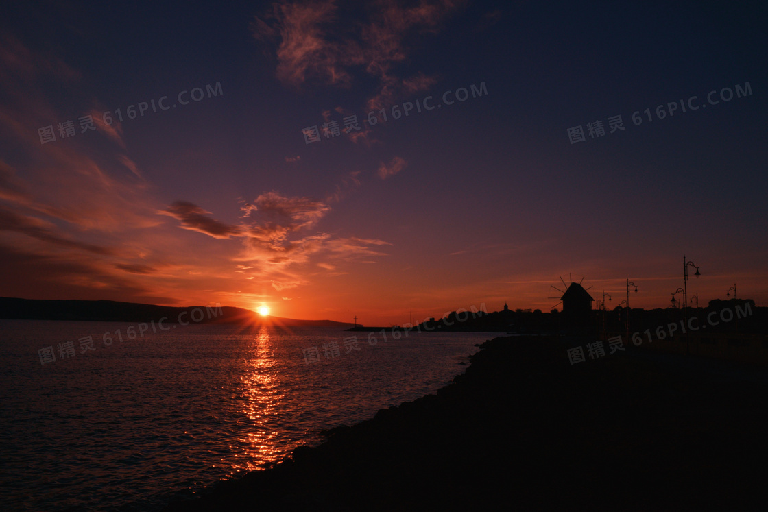 海滩黄昏日落唯美图片