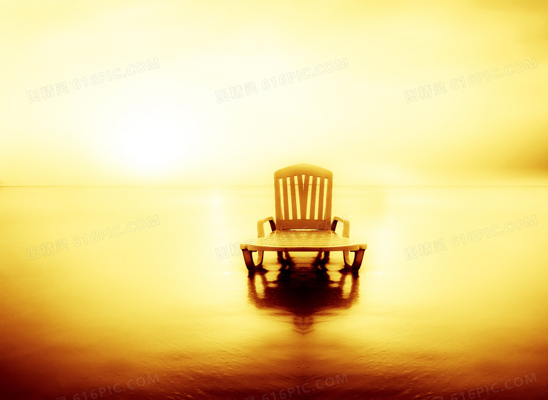 黄色黄昏非主流躺椅图片