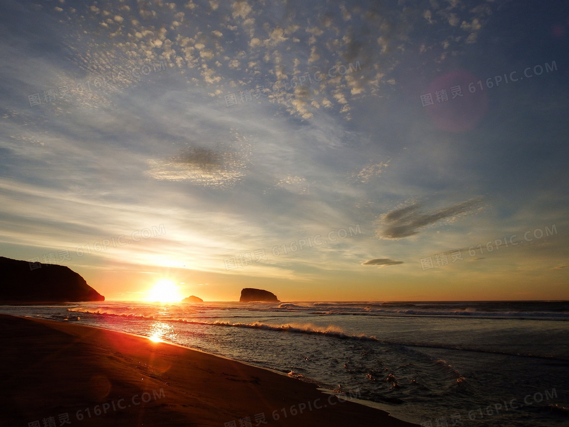 海上夕阳唯美风景图片