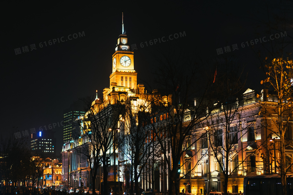 上海海关大楼夜景图片