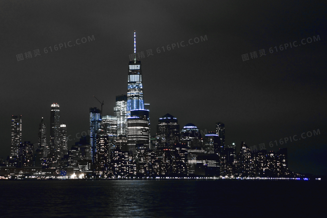 曼哈顿摩天楼夜景图片