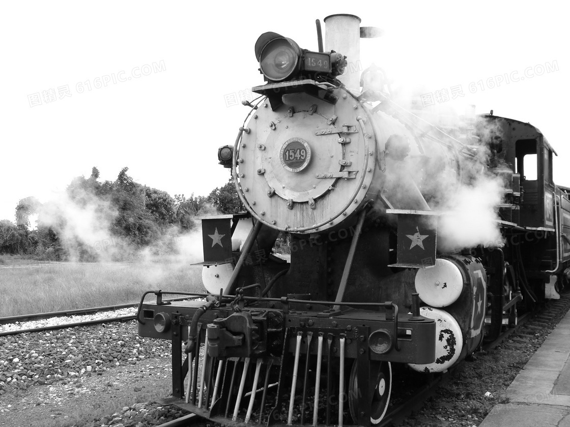 蒸汽机车黑白图片