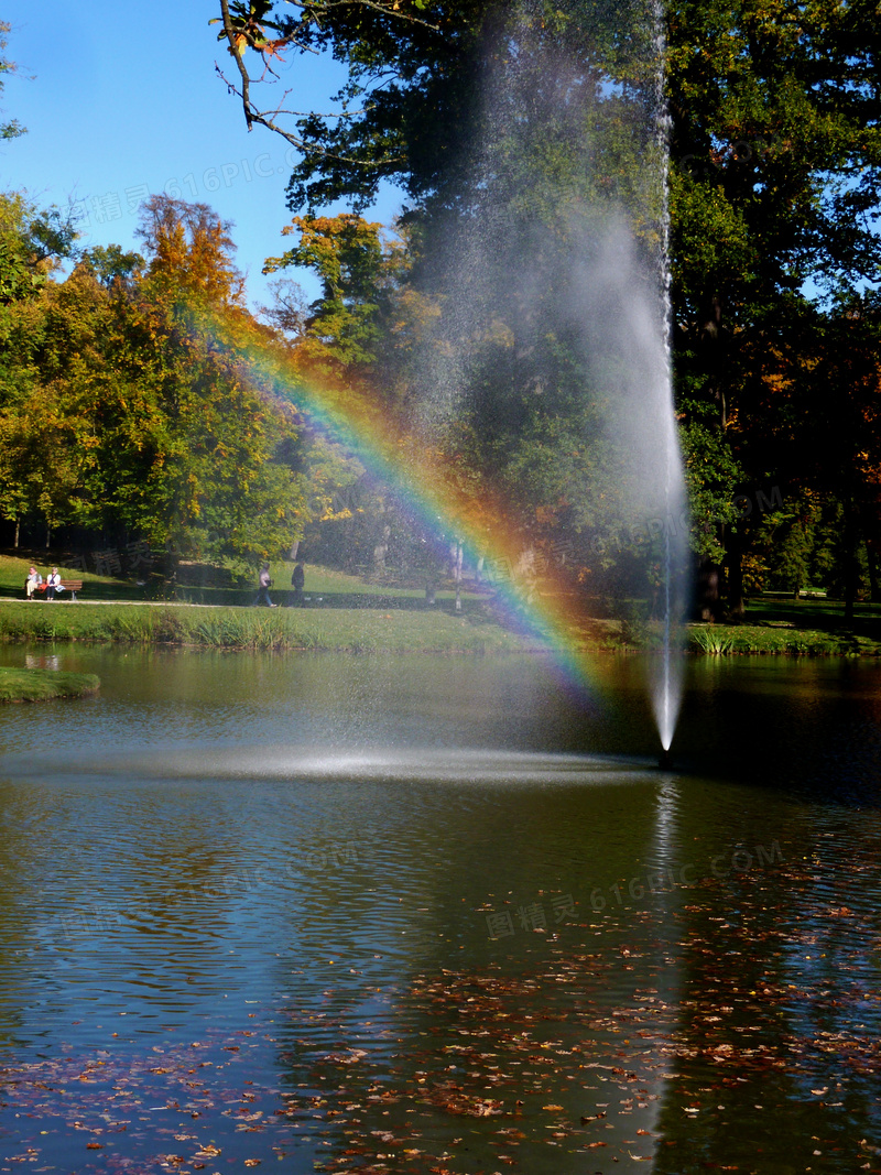 公园湖泊彩虹图片