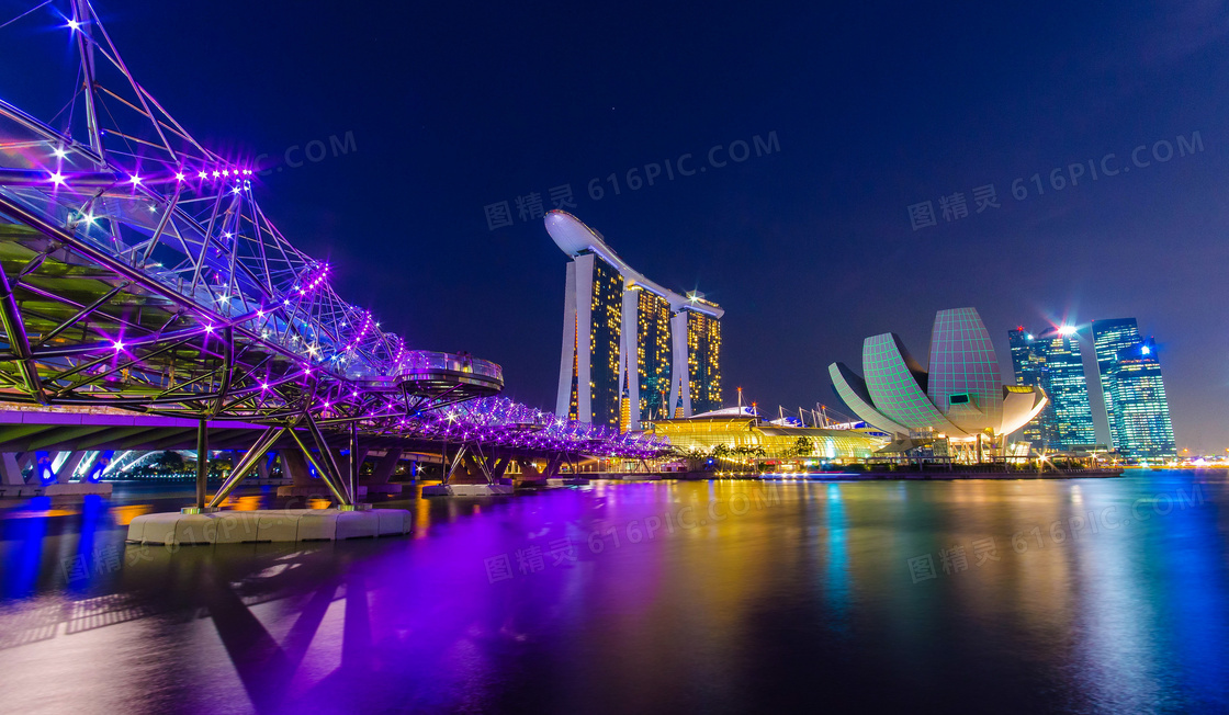 新加坡璀璨灯光夜景图片