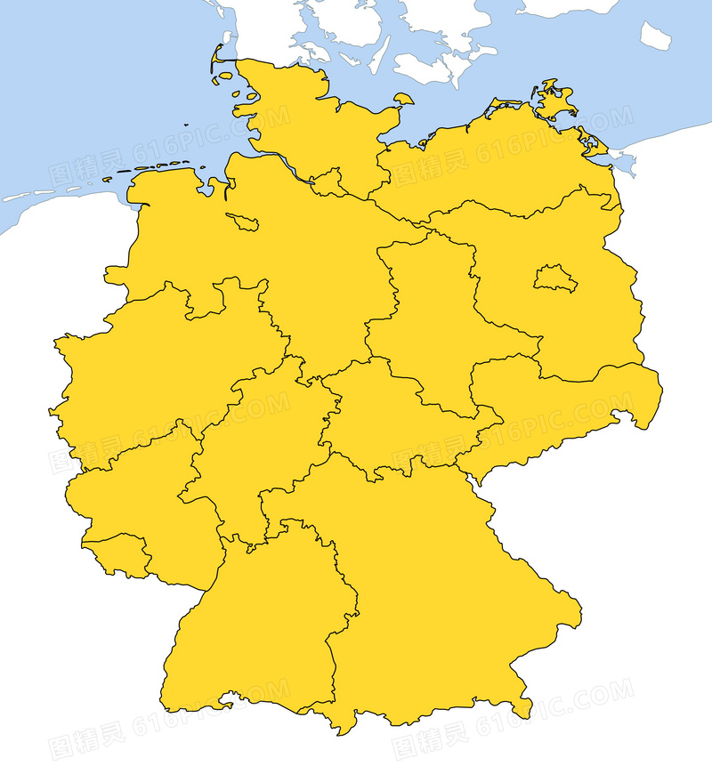 黄色德国地图插画图片