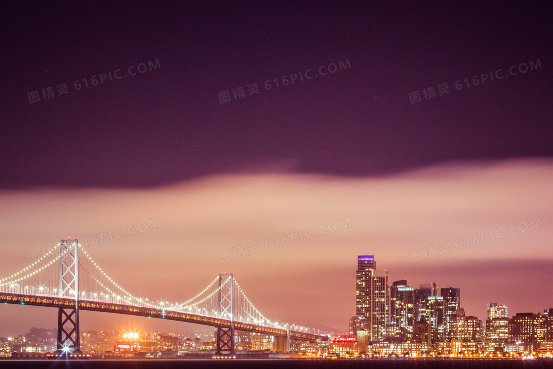 旧金山大桥繁华夜景图片